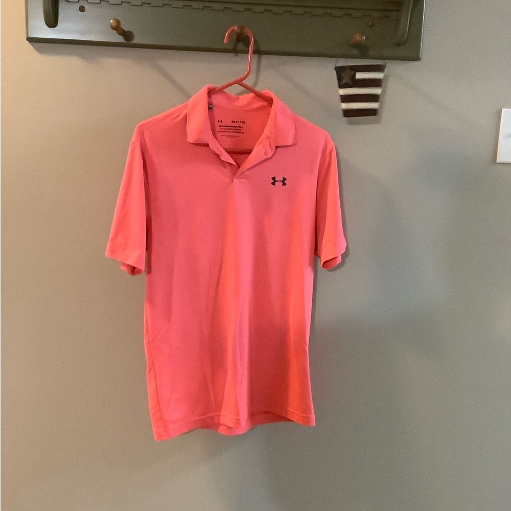 Under Armour Men's Pink Polo Shirt Size Smalll